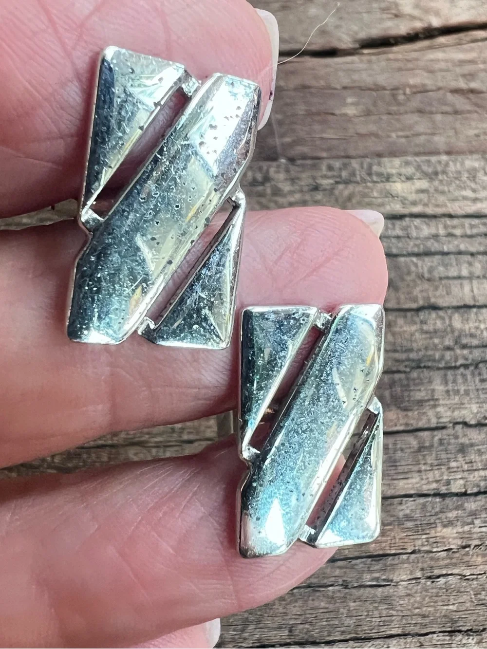 Sterling Silver Geometric Swank cuff links